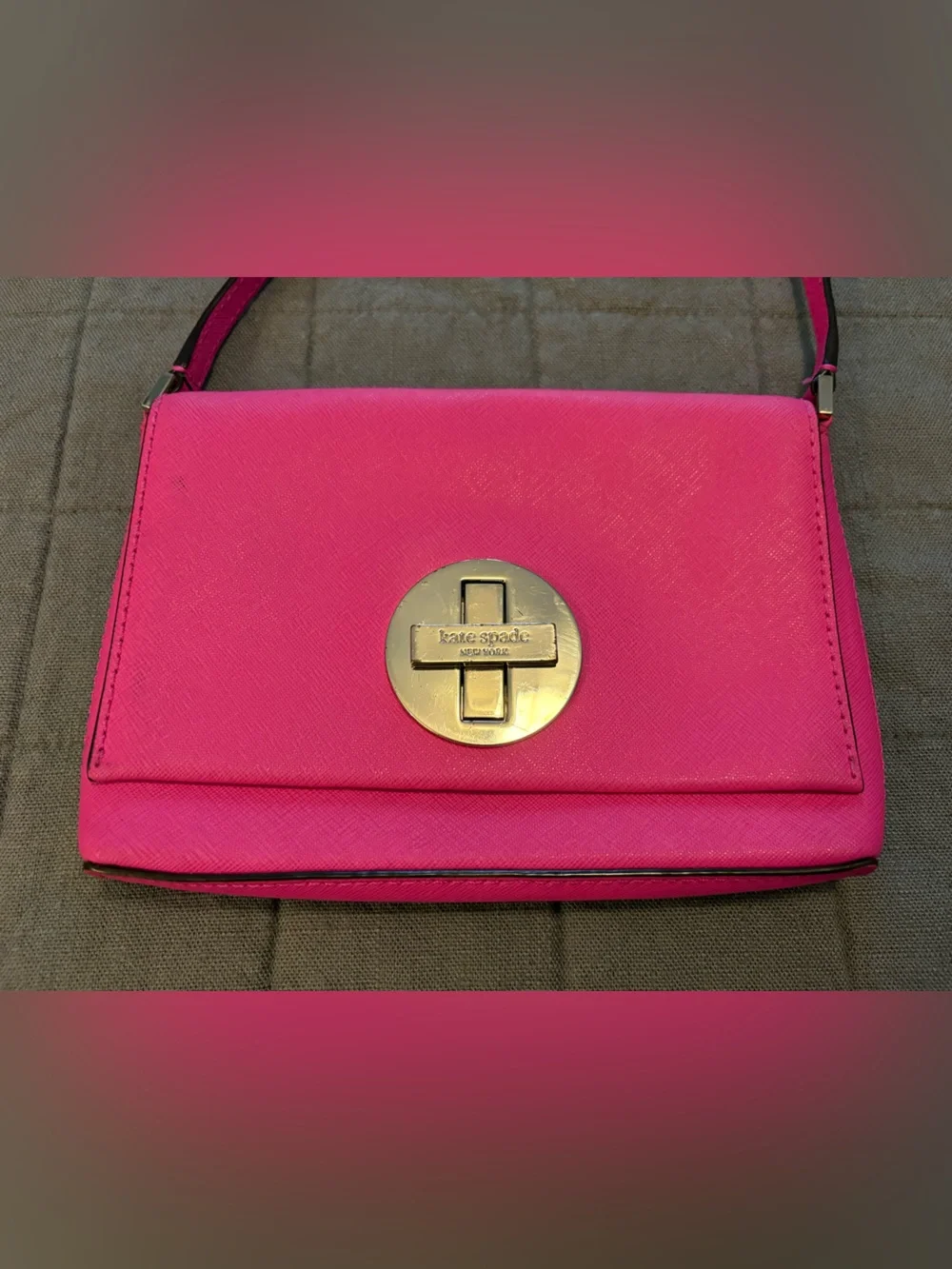 Kate Spade Newbury Lane Sally Turn Lock  leather Crossbody Bag